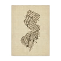 Trademark Fine Art 'Old Sheet Music Map of New Jersey' Canvas Art by Michael Tompsett