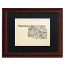 Trademark Fine Art "Old Sheet Music Map of Oklahoma" Canvas Art by Michael Tompsett Black Matte, Wood Frame