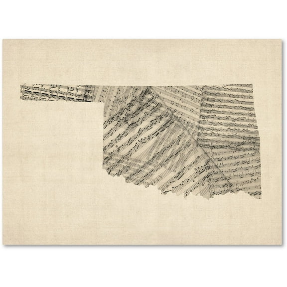 Trademark Fine Art "Old Sheet Music Map of Oklahoma" Canvas Art by Michael Tompsett