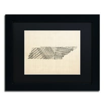 Trademark Fine Art "Old Sheet Music Map of Tennessee" Canvas Art by Michael Tompsett Black Matte, Black Frame
