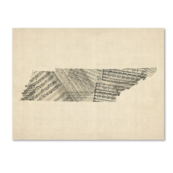 Trademark Fine Art ''Old Sheet Music Map of Tennessee'' by Michael Tompsett 24" x 32" Canvas