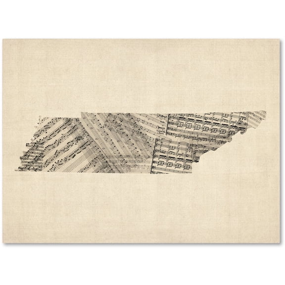 Michael Tompsett 'Old Sheet Music Map of Tennessee' Canvas Wall Art 35 x 47 Inches