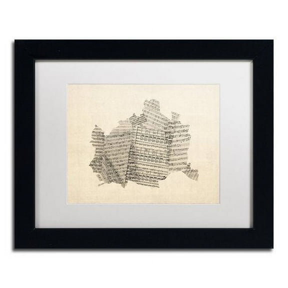 Trademark Fine Art "Old Sheet Music Map of Vienna Austria" Canvas Art by Michael Tompsett White Matte, Black Frame