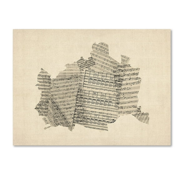 Trademark Fine Art "Old Sheet Music Map of Vienna Austria" Canvas Art by Michael Tompsett