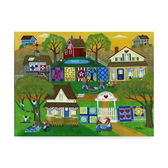 Trademark Fine Art 'Old Time Barn Folk Art Quilts' Canvas Art by Cheryl Bartley