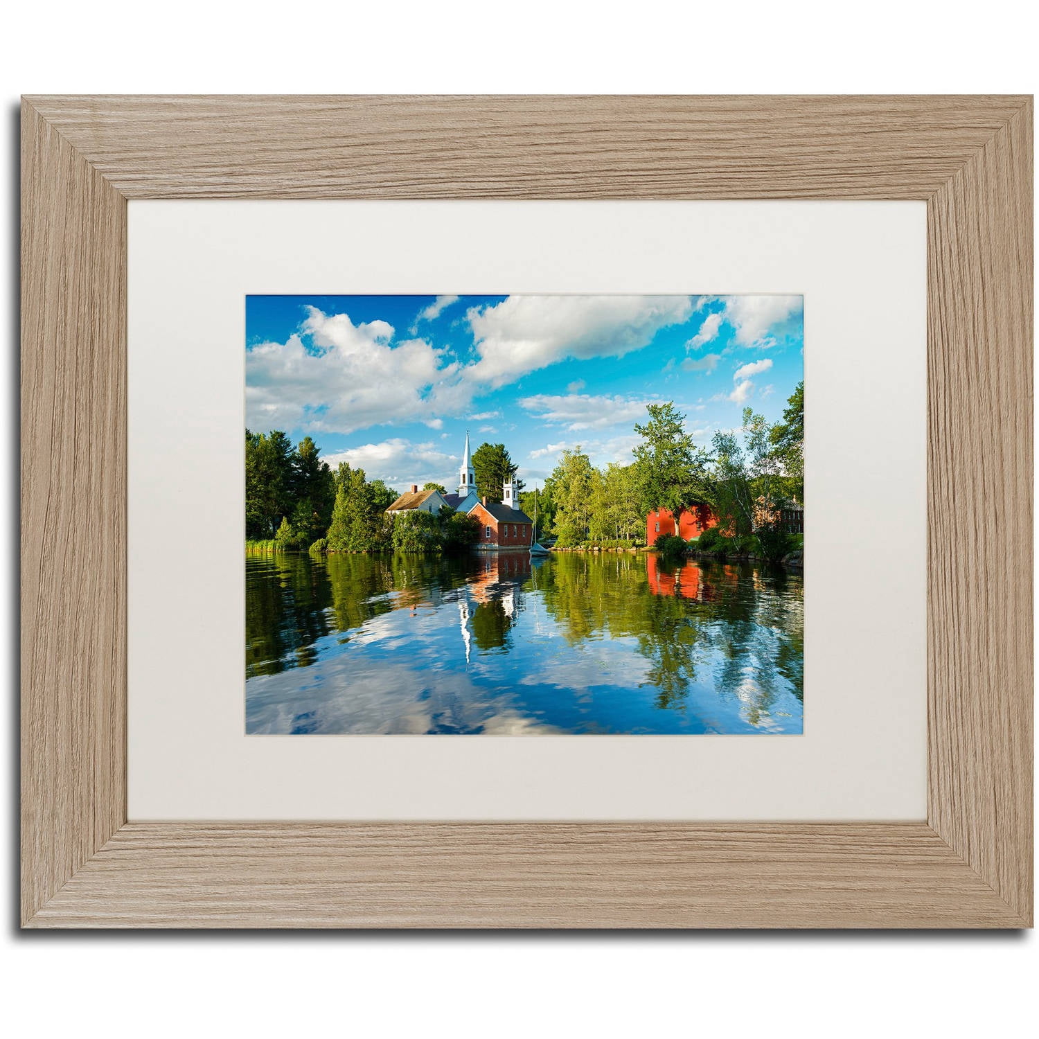 Trademark Fine Art "Old Town Reflection" Canvas Art by Michael Blanchette Photography White Matte, Birch Frame