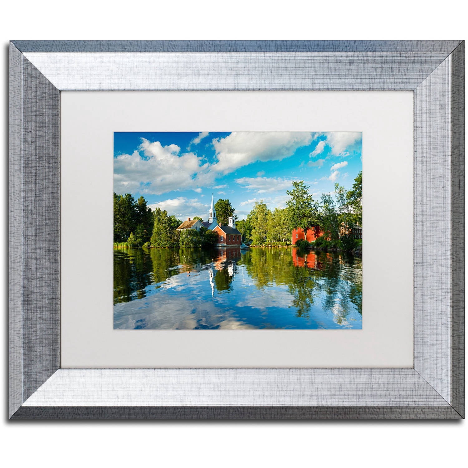 Trademark Fine Art "Old Town Reflection" Canvas Art by Michael Blanchette Photography White Matte, Silver Frame