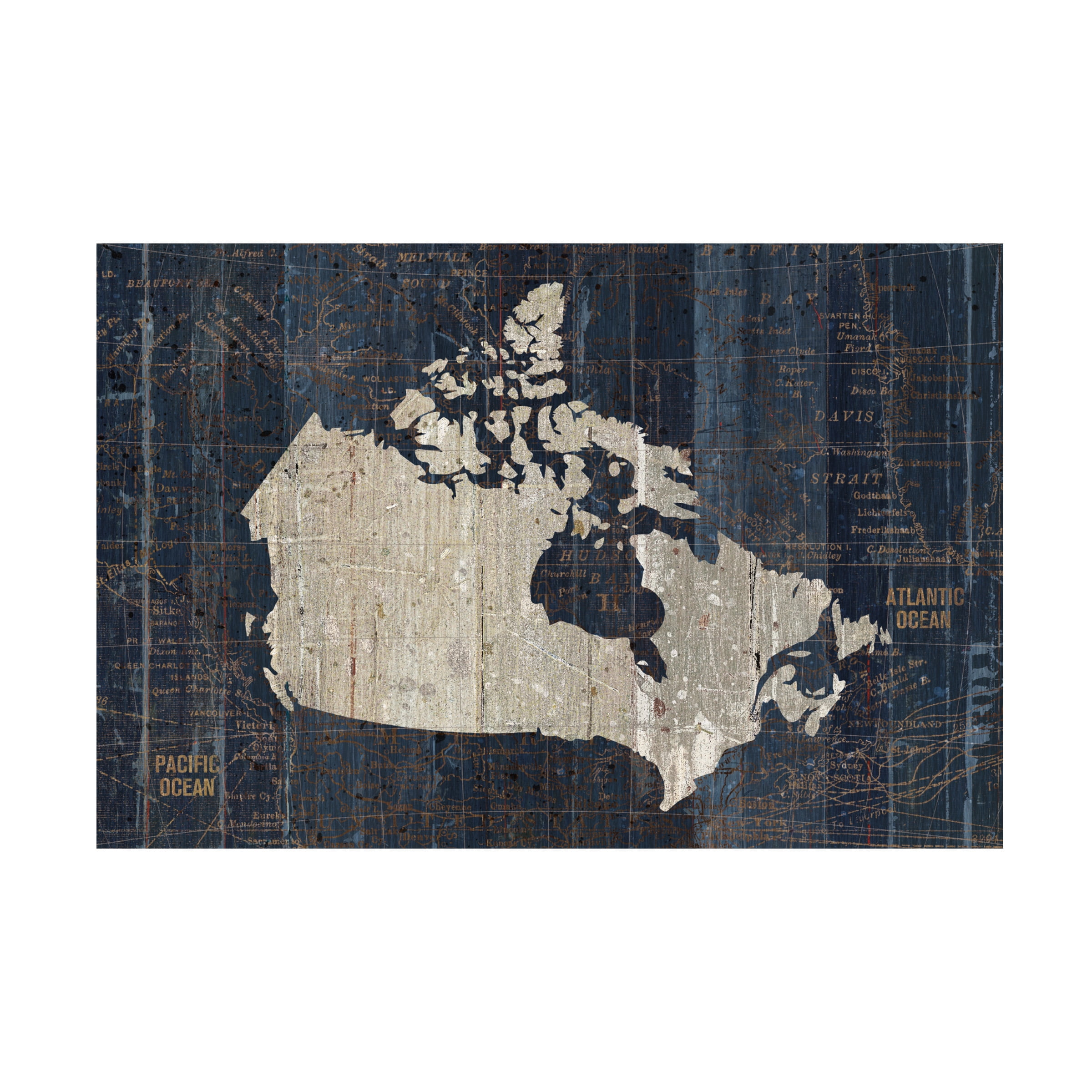 Trademark Fine Art 'Old World Map Blue Canada' Canvas Art by Wild Apple Portfolio