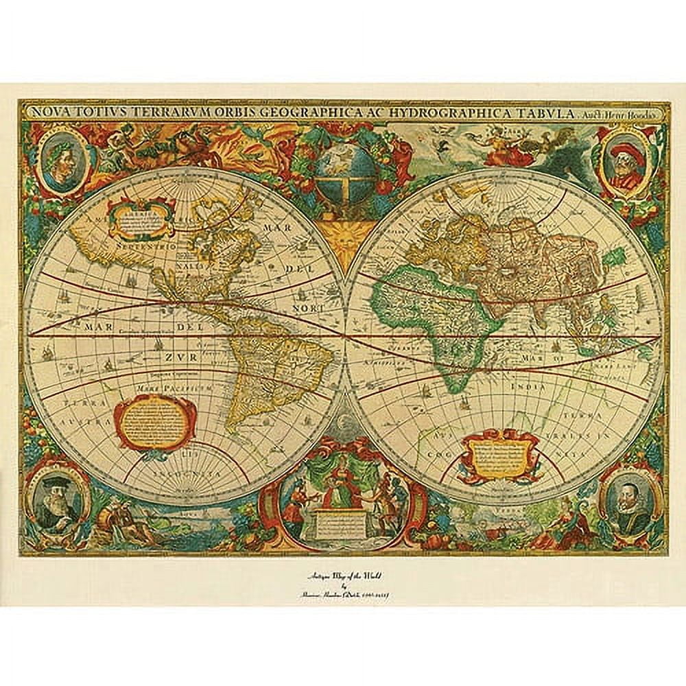 Vintage World Map Canvas Art in Multicolor, 18 x 24 Inches