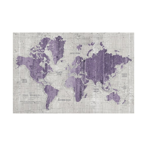 Trademark Fine Art Wild Apple Portfolio Old World Map Purple Gray Canvas Wall Art - 12x19