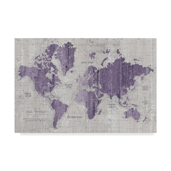 Trademark Fine Art 'Old World Map Purple Gray' Canvas Art by Wild Apple Portfolio