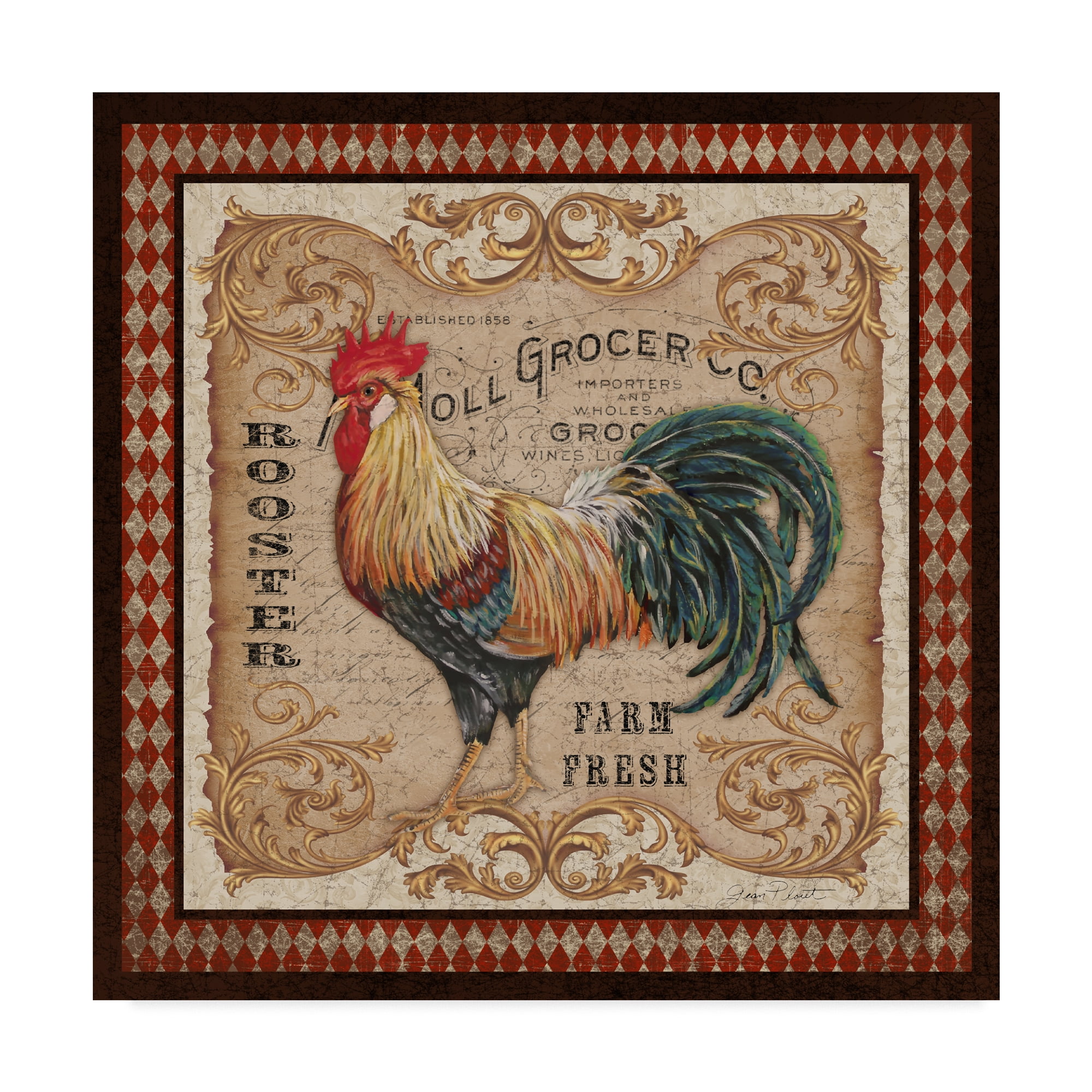 Trademark Fine Art 'Old World Rooster 2' Canvas Art by Jean Plout