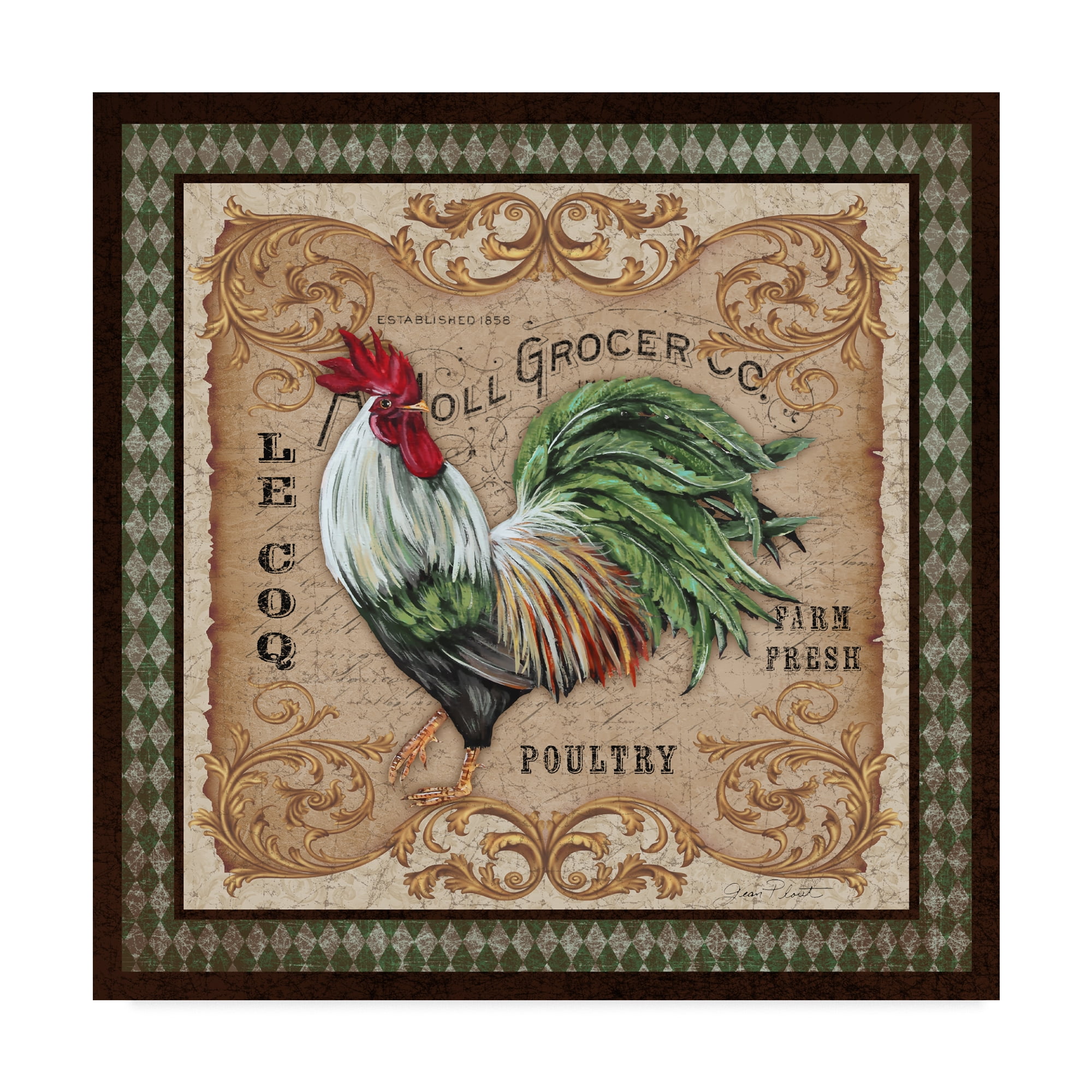 Trademark Fine Art 'Old World Rooster 3' Canvas Art by Jean Plout