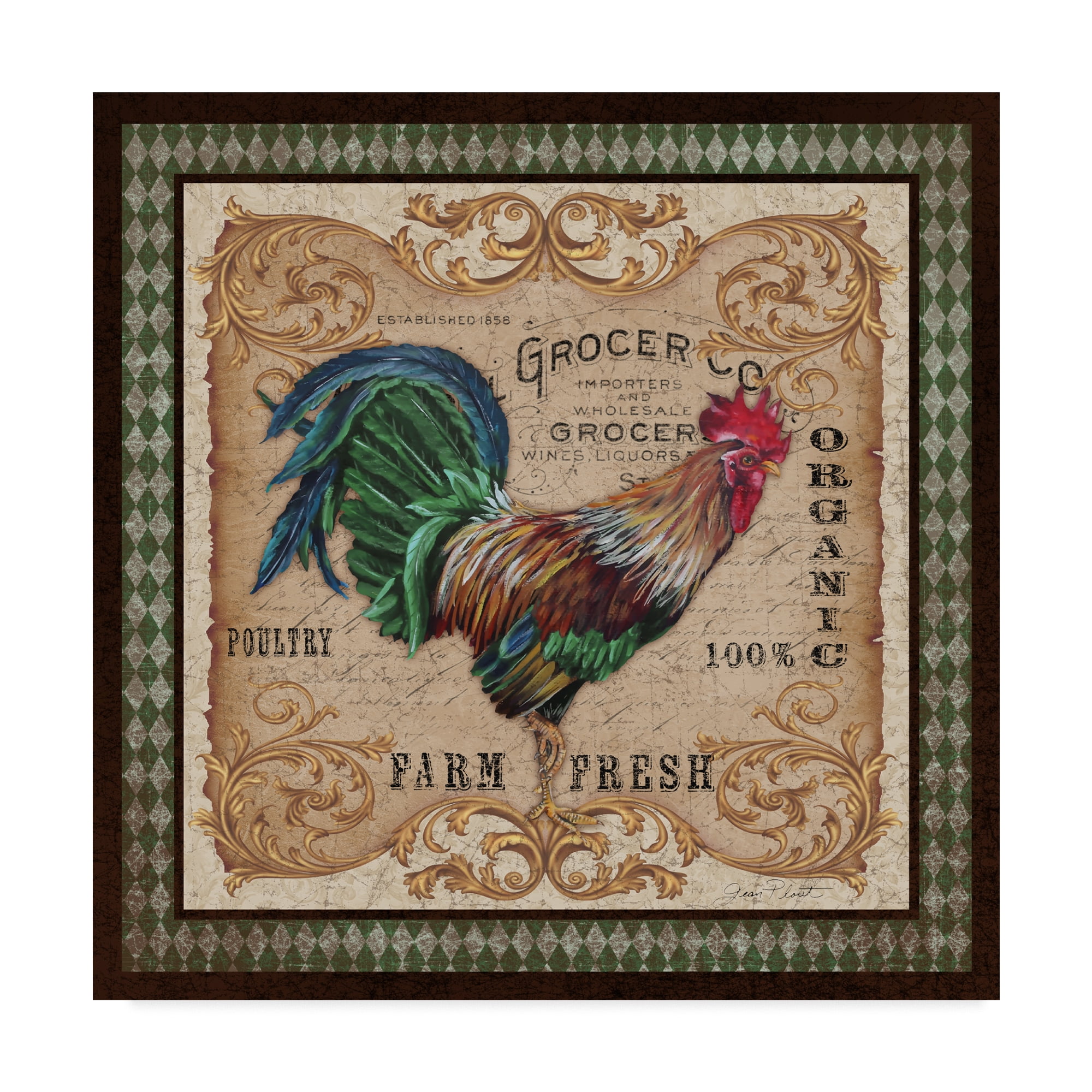 Trademark Fine Art 'Old World Rooster 4' Canvas Art by Jean Plout