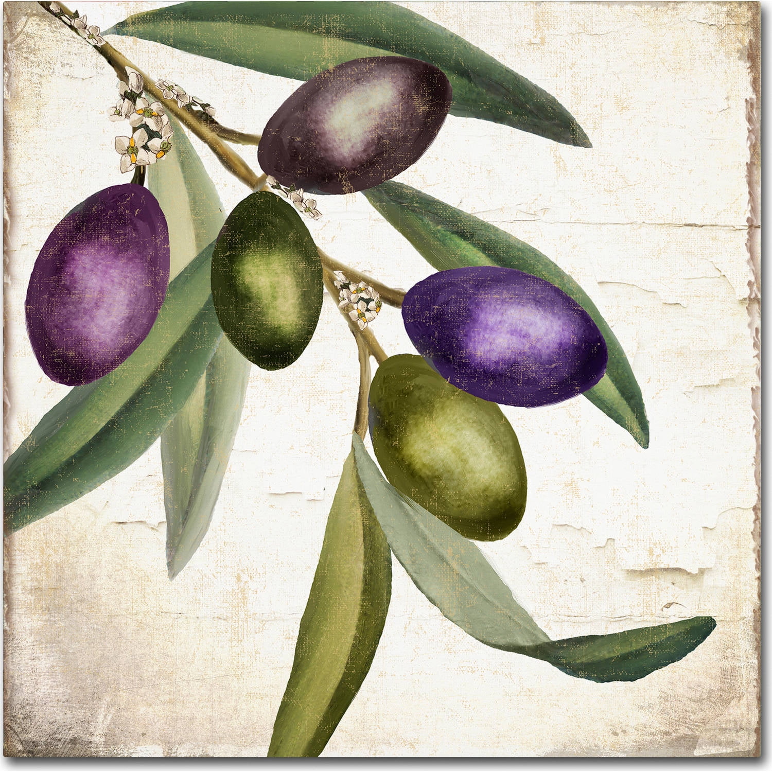 Olive Branch Botanical Square Canvas Art, 18x18