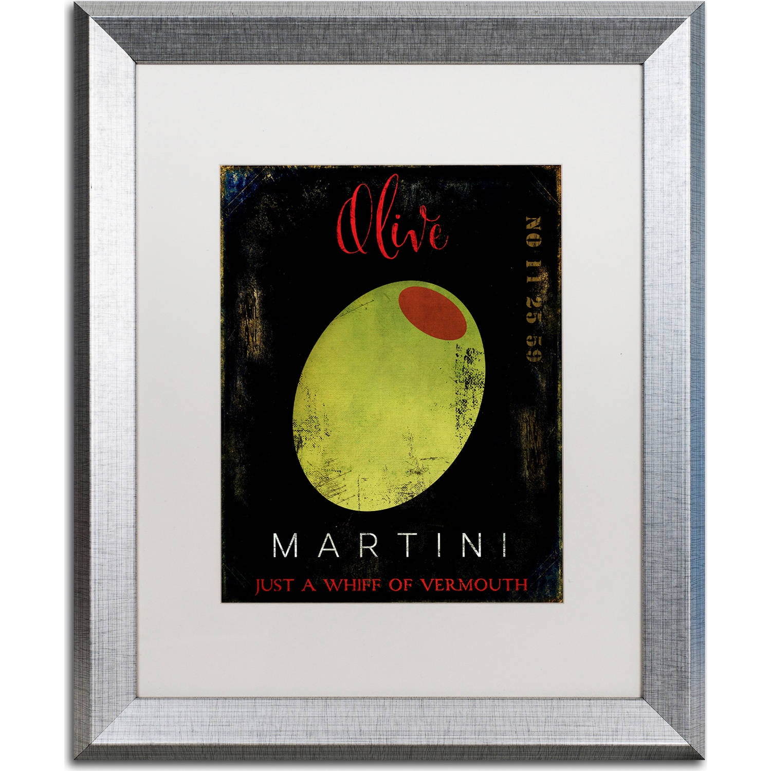 Trademark Fine Art "Olive Martini I" Canvas Art by Color Bakery, White Matte, Silver Frame