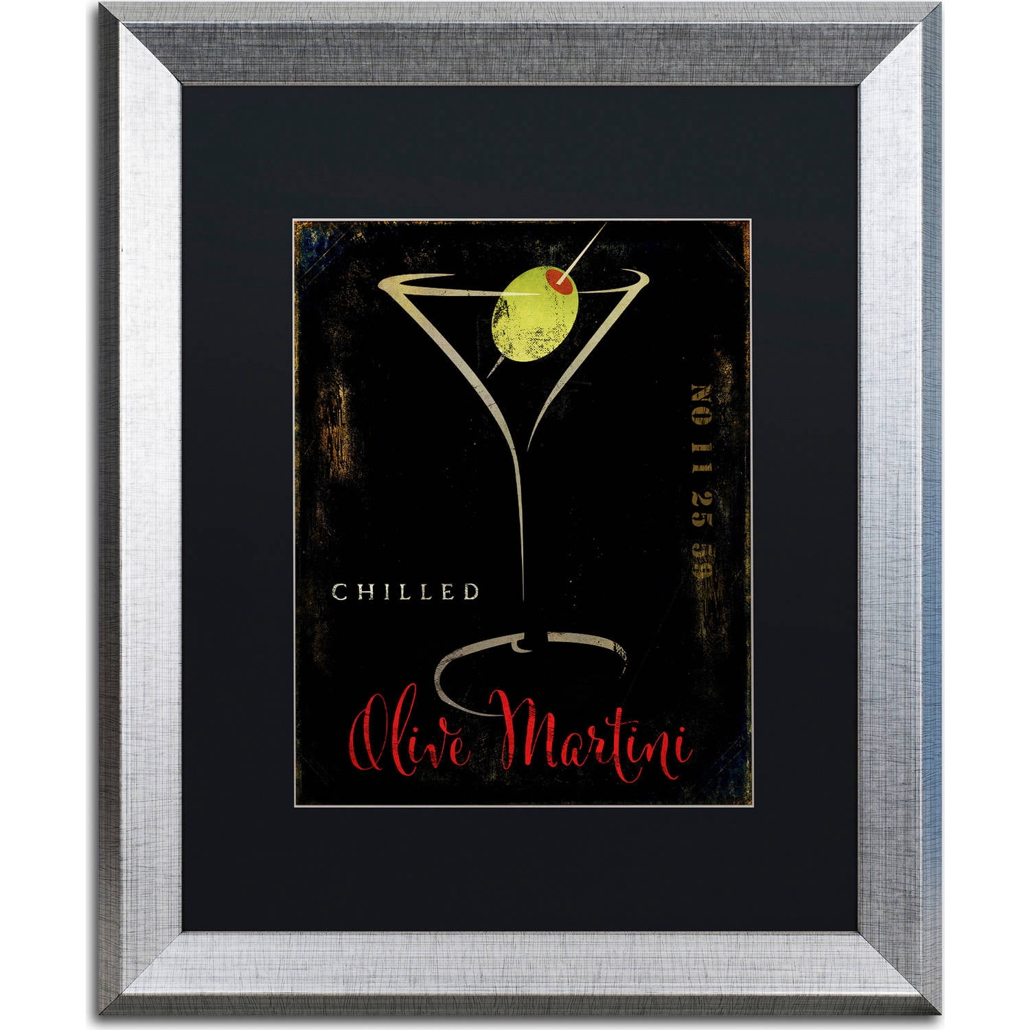 Trademark Fine Art "Olive Martini II" Canvas Art by Color Bakery, Black Matte, Silver Frame