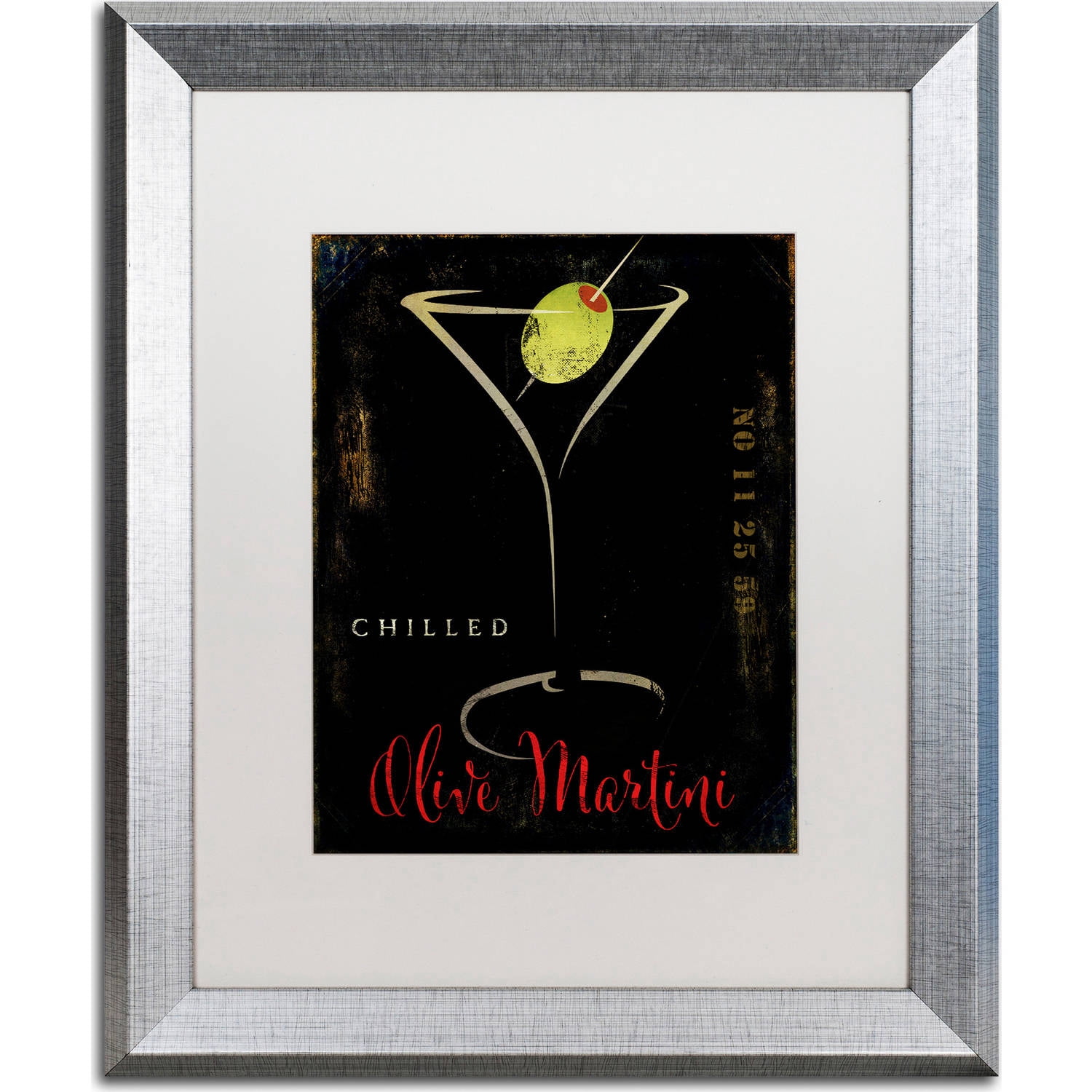 Trademark Fine Art "Olive Martini II" Canvas Art by Color Bakery, White Matte, Silver Frame