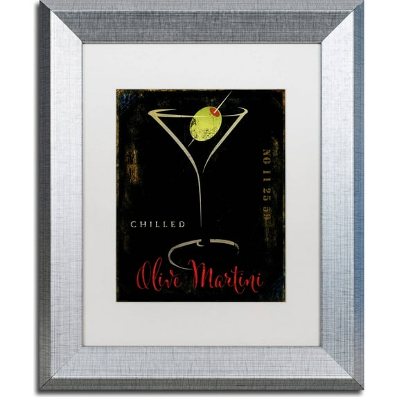 Trademark Fine Art "Olive Martini II" Canvas Art by Color Bakery, White Matte, Silver Frame