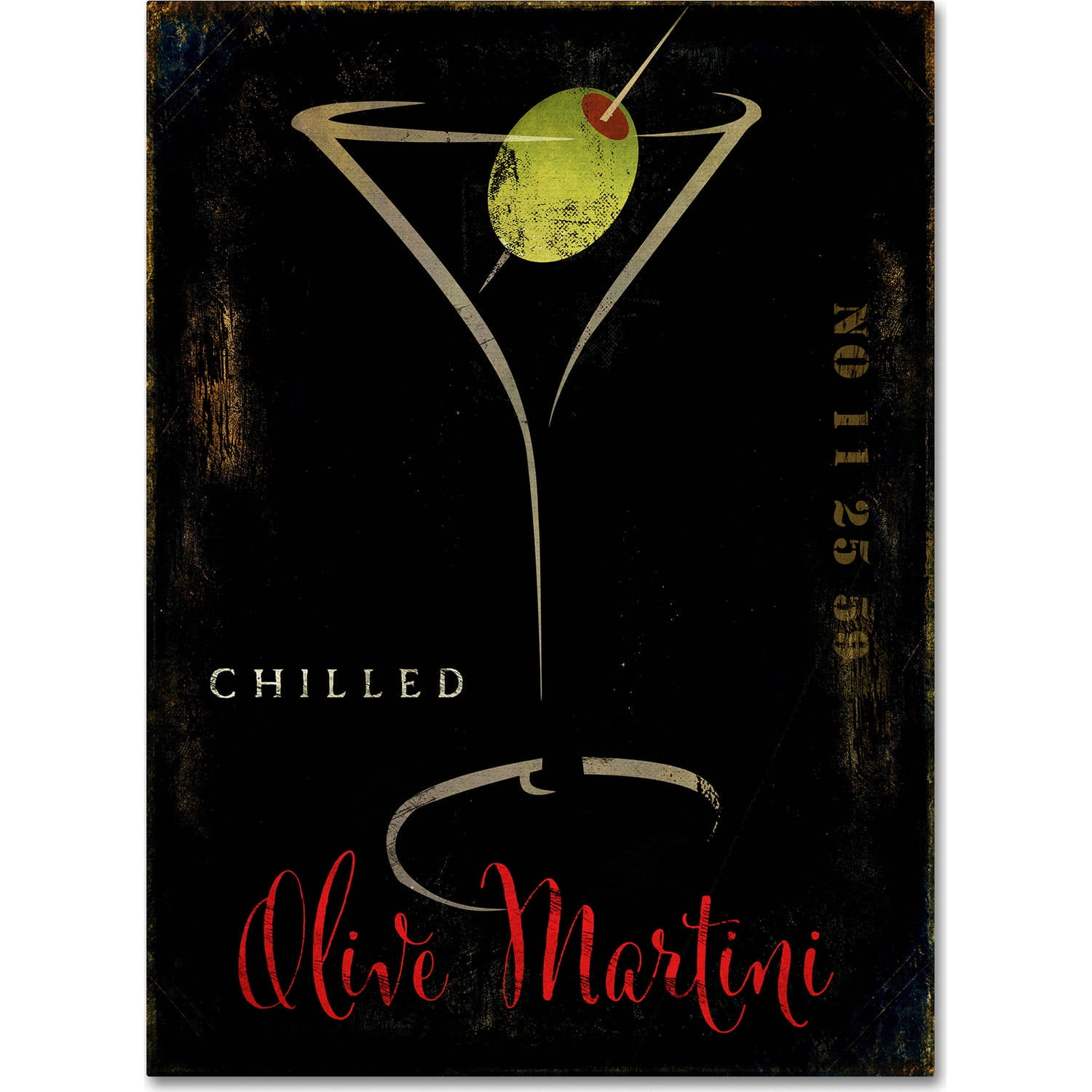 Chilled Olive Martini Graphic Art on Canvas with Glass Frame