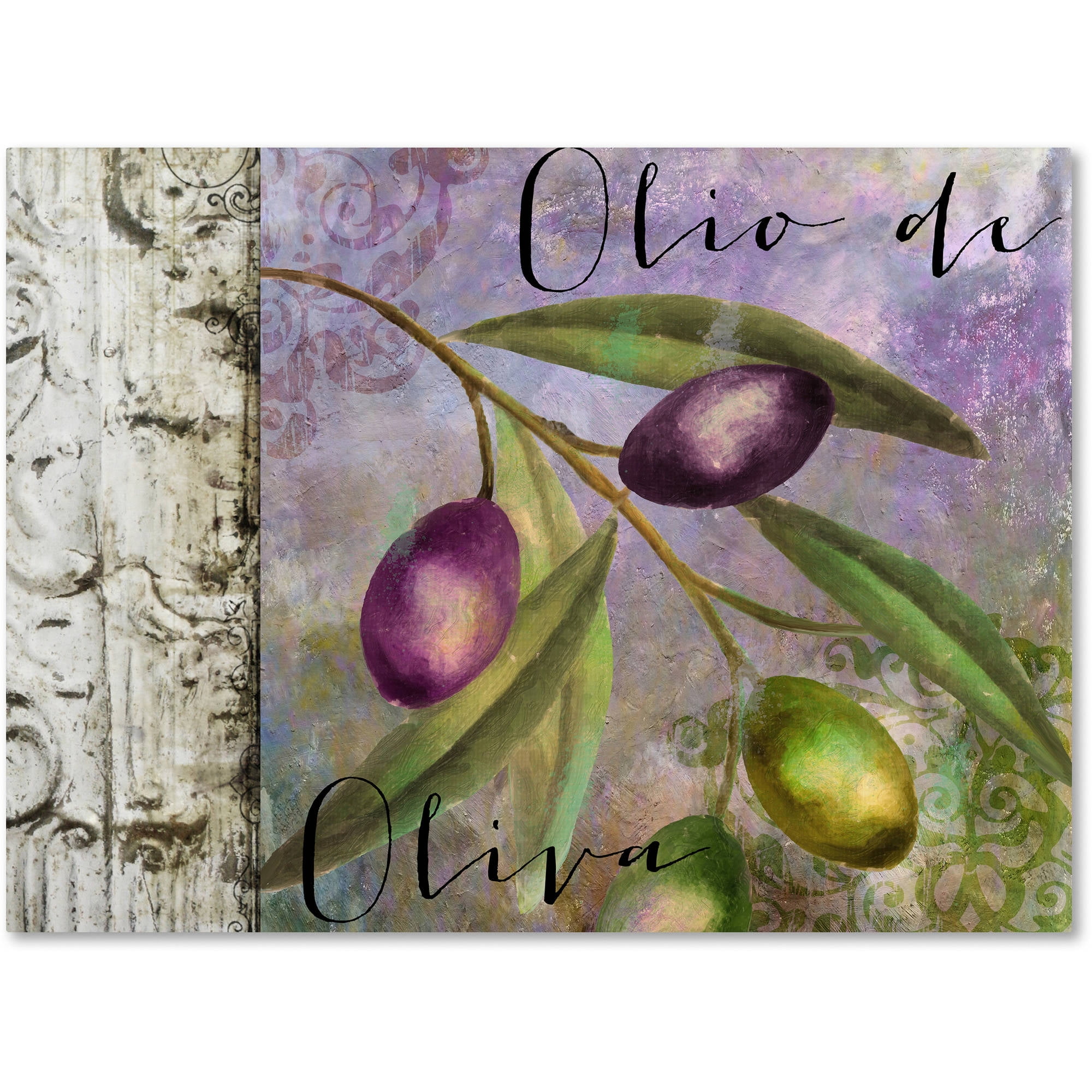 Olivia III Framed Canvas Art with Purple and Green Olives