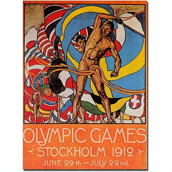 Trademark Fine Art "Olympic Games Stockholm, 1912" Canvas Art by Olle Hjortzberg