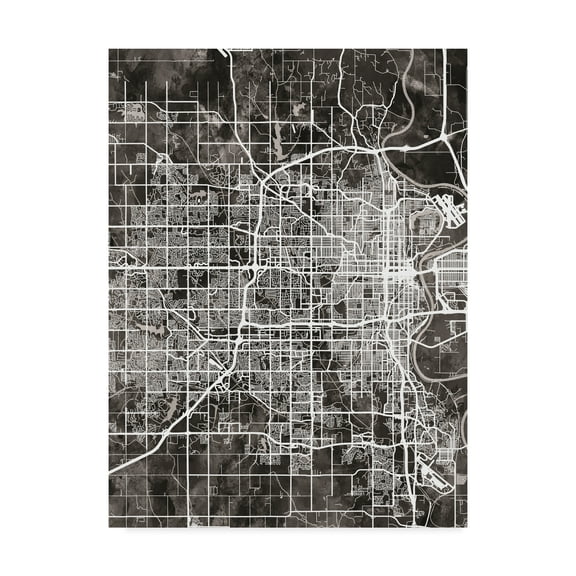 Trademark Fine Art 'Omaha Nebraska City Map Black' Canvas Art by Michael Tompsett