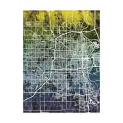 Trademark Fine Art 'Omaha Nebraska City Map Blue Yellow' Canvas Art by Michael Tompsett