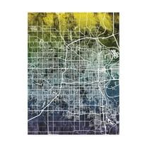 Trademark Fine Art 'Omaha Nebraska City Map Blue Yellow' Canvas Art by Michael Tompsett