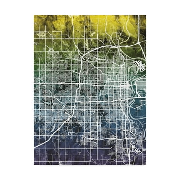 Trademark Fine Art 'Omaha Nebraska City Map Blue Yellow' Canvas Art by Michael Tompsett
