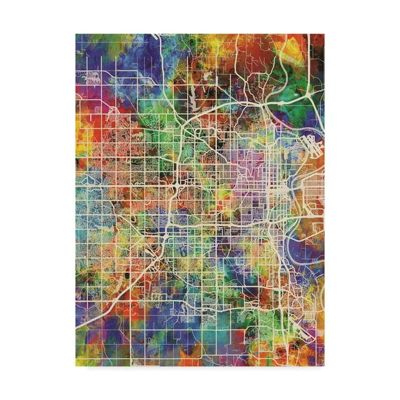 Trademark Fine Art 'Omaha Nebraska City Map' Canvas Art by Michael Tompsett