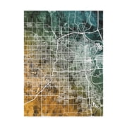 Trademark Fine Art 'Omaha Nebraska City Map Teal Orange' Canvas Art by Michael Tompsett