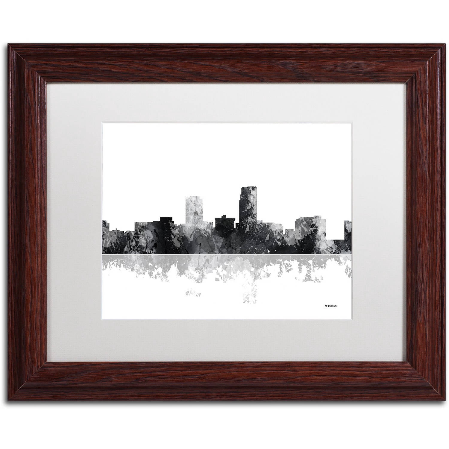 Trademark Fine Art "Omaha Nebraska Skyline BG-1" Canvas Art by Marlene Watson, White Matte, Wood Frame