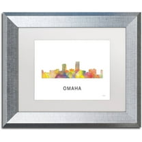 Trademark Fine Art 'Omaha Nebraska Skyline WB-1' Canvas Art by Marlene Watson, White Matte, Silver Frame