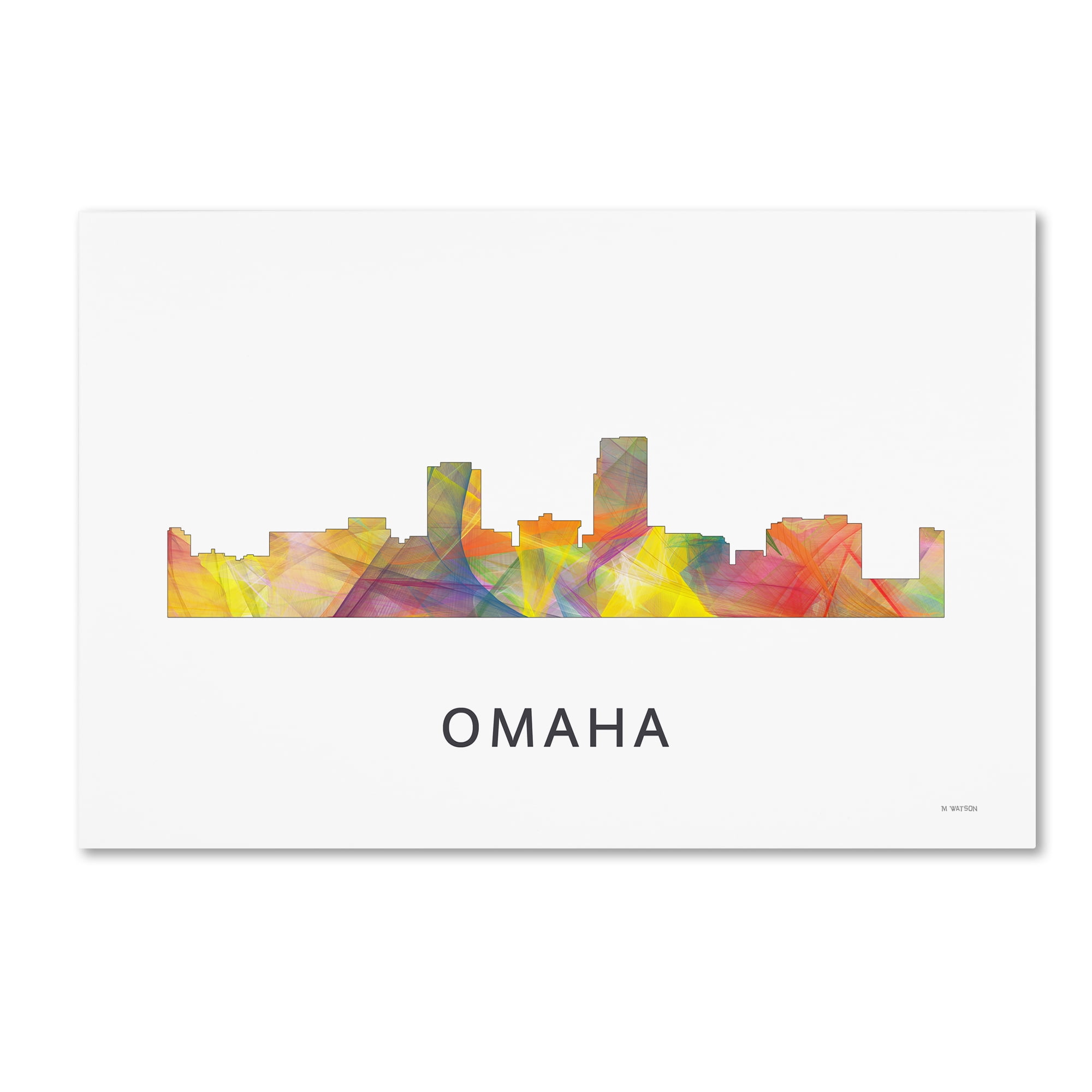 Trademark Fine Art 'Omaha Nebraska Skyline WB-1' Canvas Art by Marlene Watson