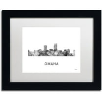 Trademark Fine Art 'Omaha Nebraska Skyline WB-BW' Canvas Art by Marlene Watson, White Matte, Black Frame