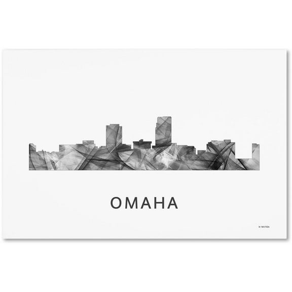 Trademark Fine Art 'Omaha Nebraska Skyline WB-BW' Canvas Art by Marlene Watson