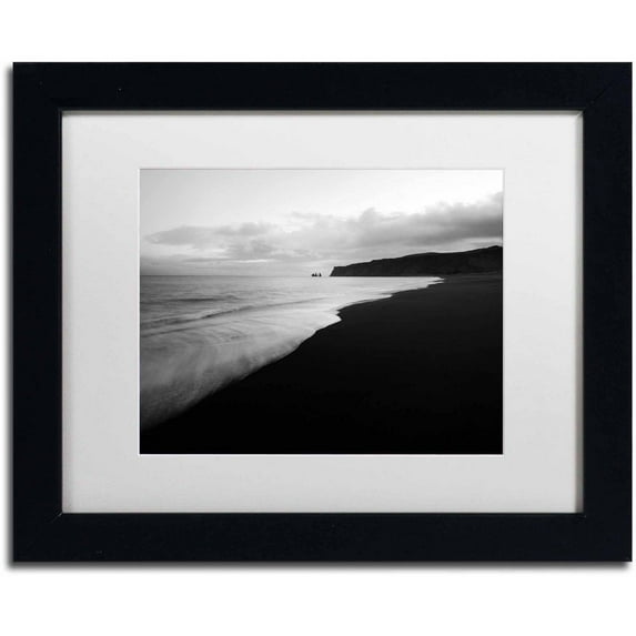 Trademark Fine Art 'On the Black Beach' Canvas Art by Philippe Sainte-Laudy, White Matte, Black Frame