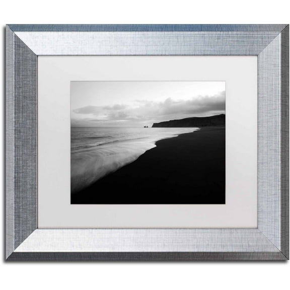 Trademark Fine Art 'On the Black Beach' Canvas Art by Philippe Sainte-Laudy, White Matte, Silver Frame