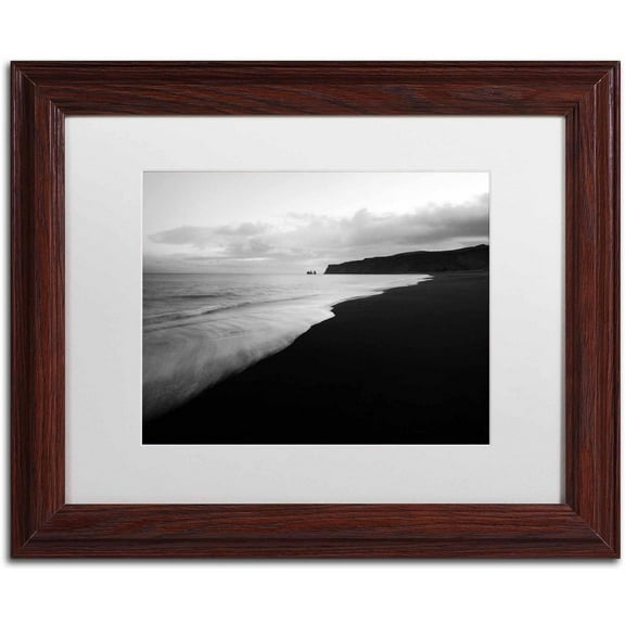 Trademark Fine Art 'On the Black Beach' Canvas Art by Philippe Sainte-Laudy, White Matte, Wood Frame
