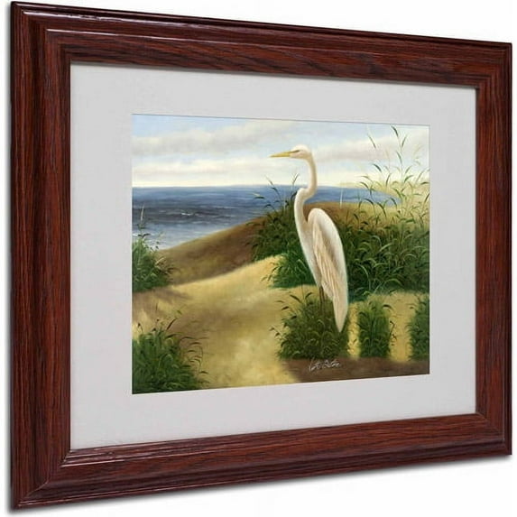 Trademark Fine Art "One Heron at the Beach" Canvas Art by Victor Giton, Wood Frame