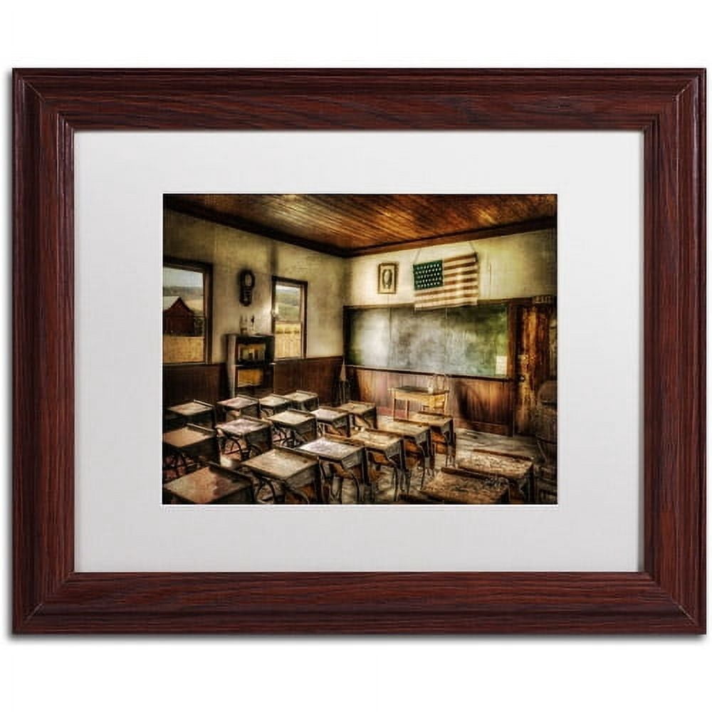 Trademark Fine Art "One Room School" Canvas Art by Lois Bryan, White Mat, Wood Frame