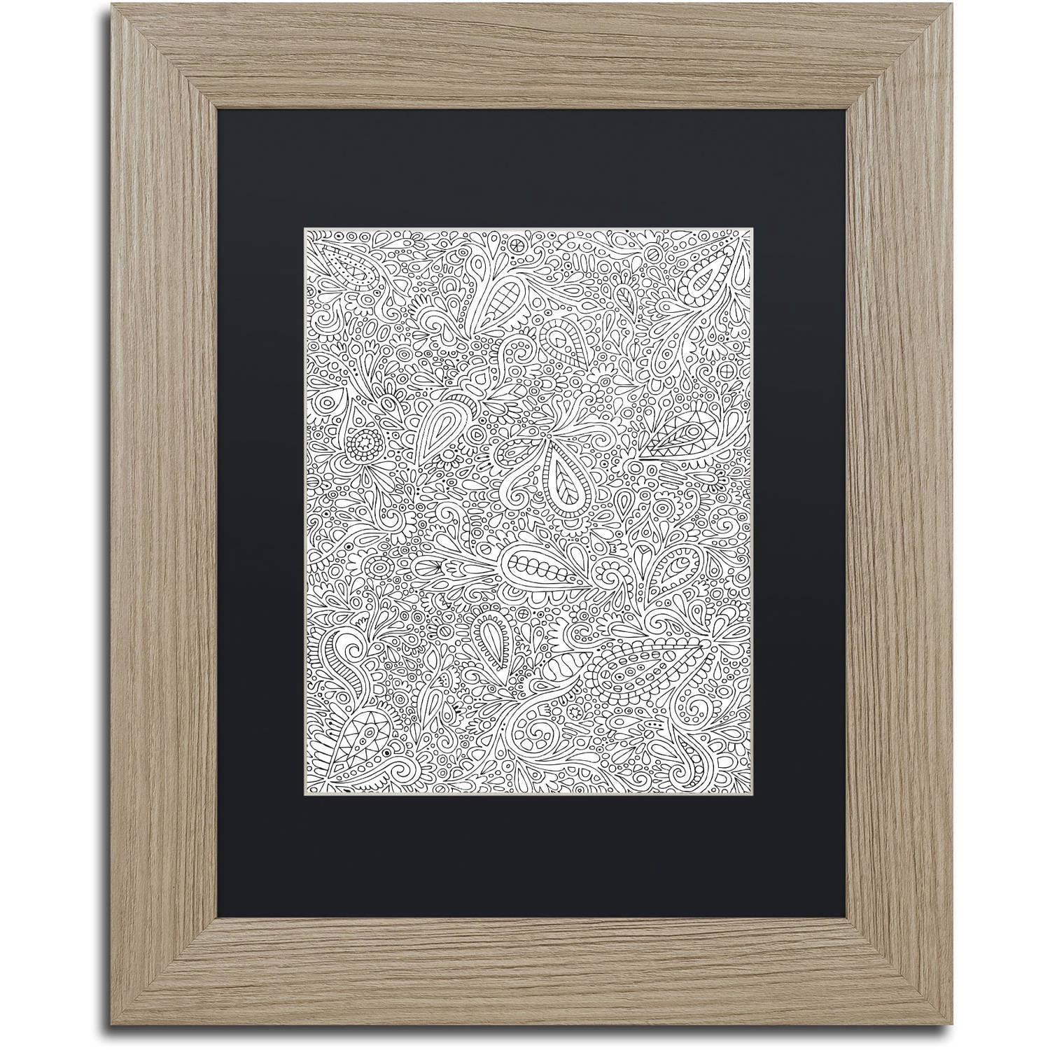 Trademark Fine Art "Oodles of Doodles" Canvas Art by Hello Angel, Black Matte, Birch Frame