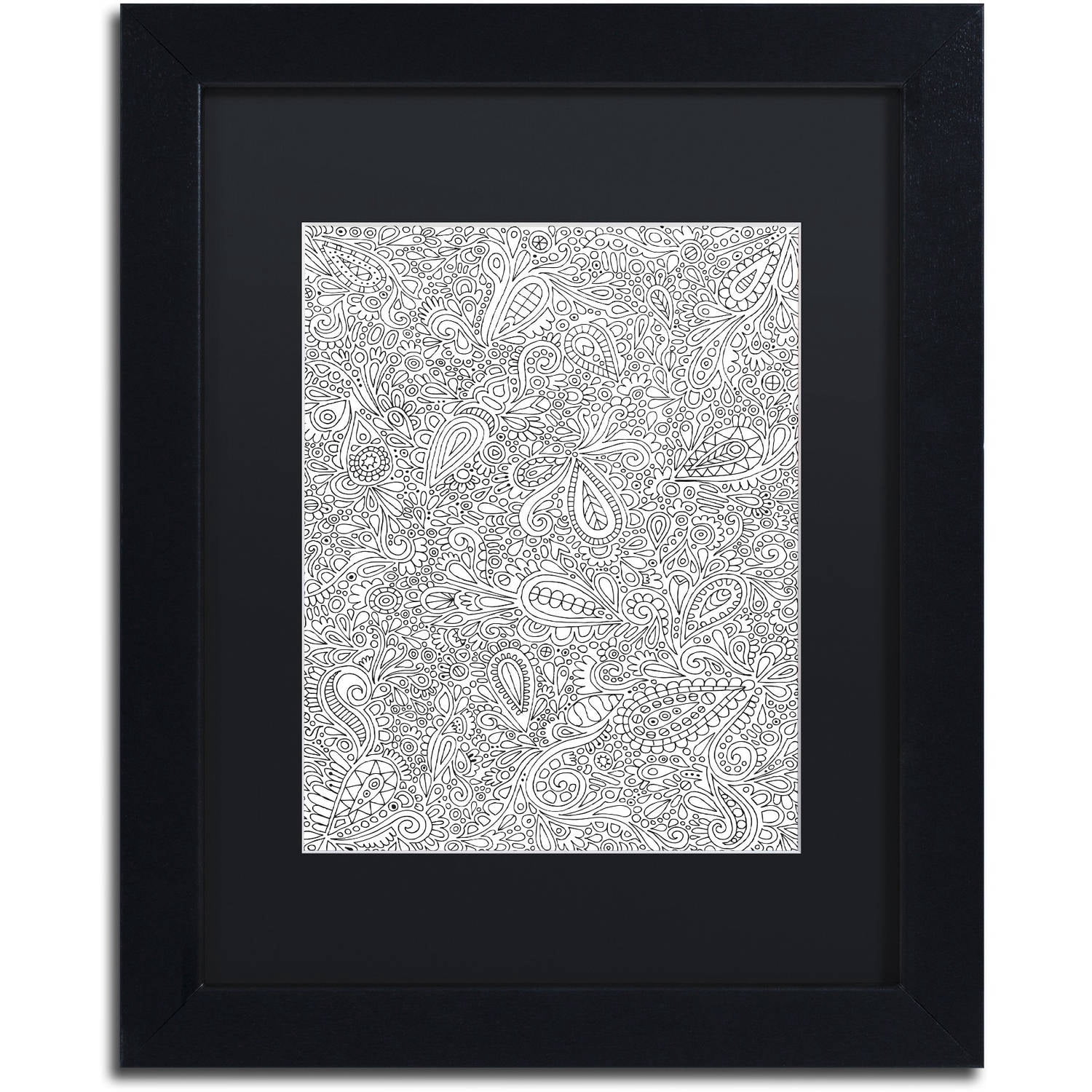 Trademark Fine Art "Oodles of Doodles" Canvas Art by Hello Angel, Black Matte, Black Frame