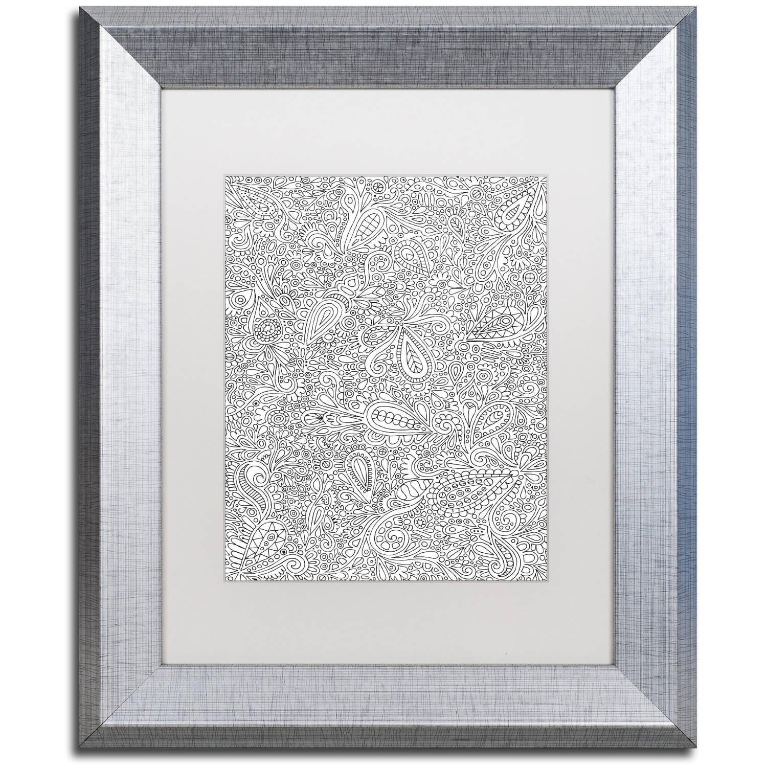 Trademark Fine Art "Oodles of Doodles" Canvas Art by Hello Angel, White Matte, Silver Frame