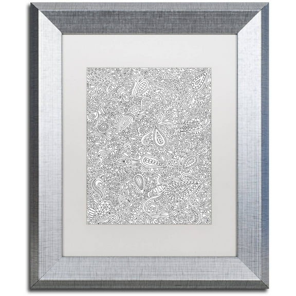 Trademark Fine Art "Oodles of Doodles" Canvas Art by Hello Angel, White Matte, Silver Frame