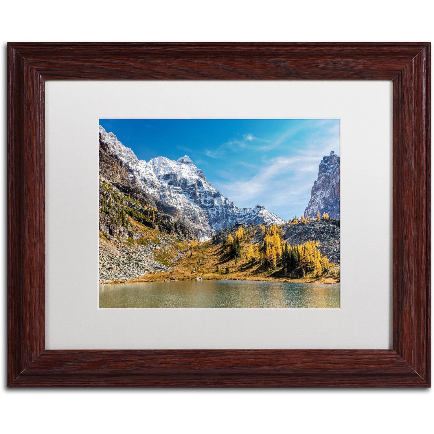Trademark Fine Art 'Opabin Plateau Autumn' Canvas Art by Pierre Leclerc, White Matte, Wood Frame