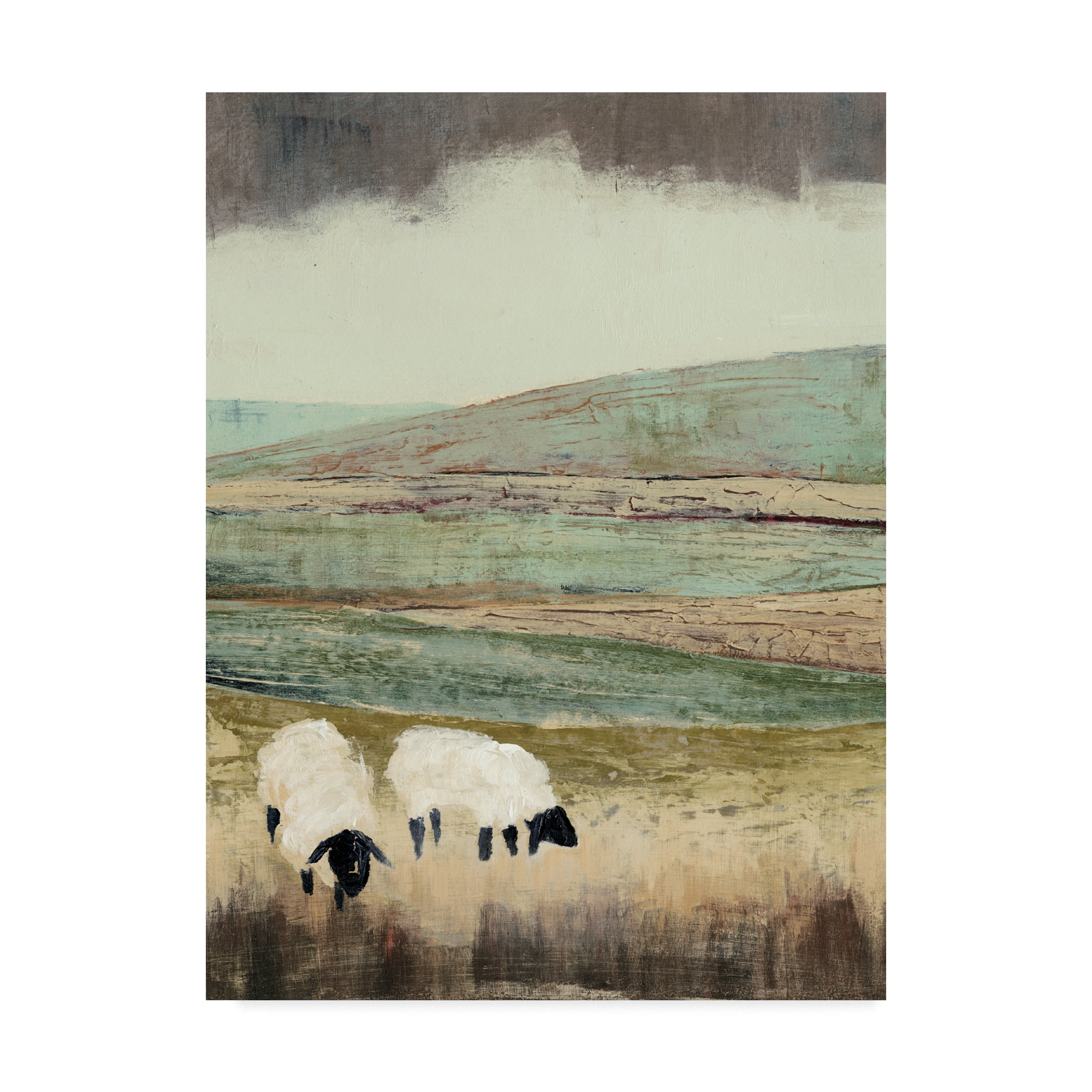 Grace Popp Framed Modern Canvas Print of Sheep in Landscape