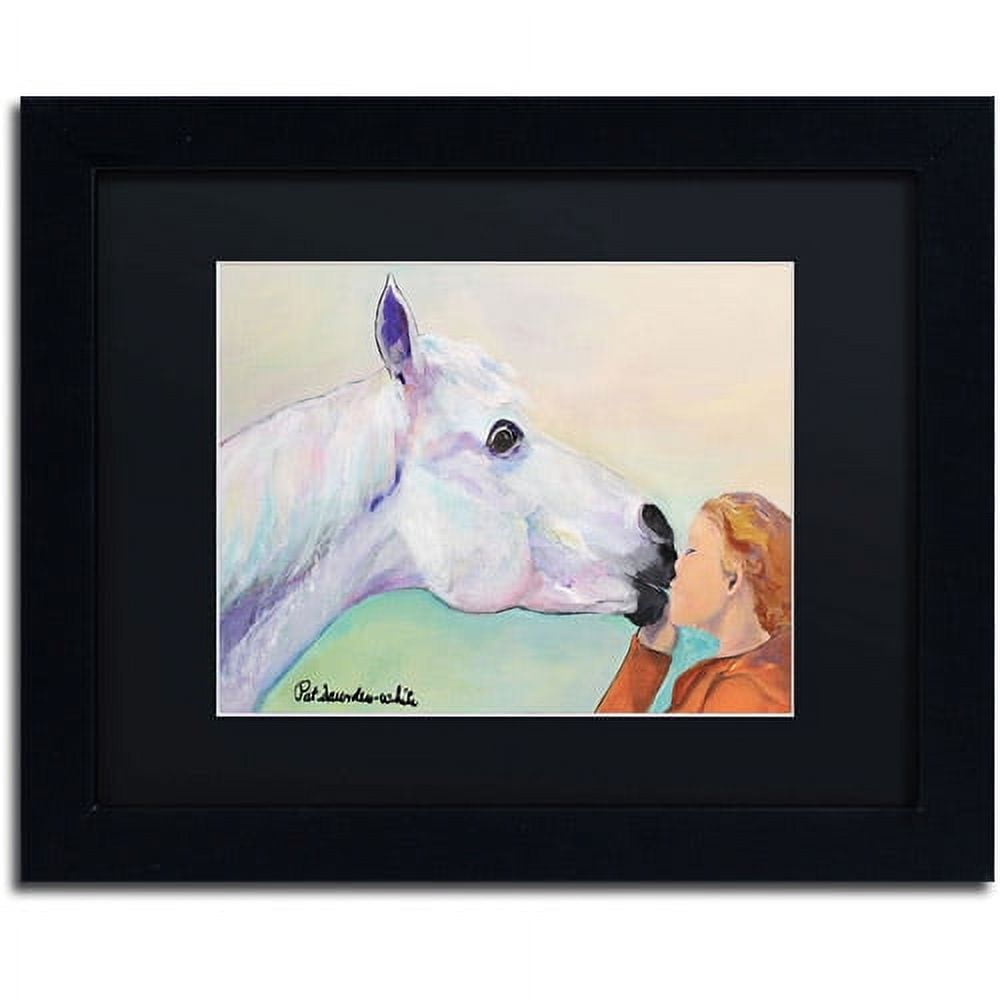 Trademark Fine Art "Opie's Kiss" Canvas Art by Pat Saunders-White, Black Mat, Black Frame