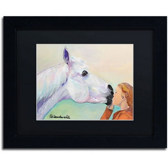 Trademark Fine Art "Opie's Kiss" Canvas Art by Pat Saunders-White, Black Mat, Black Frame